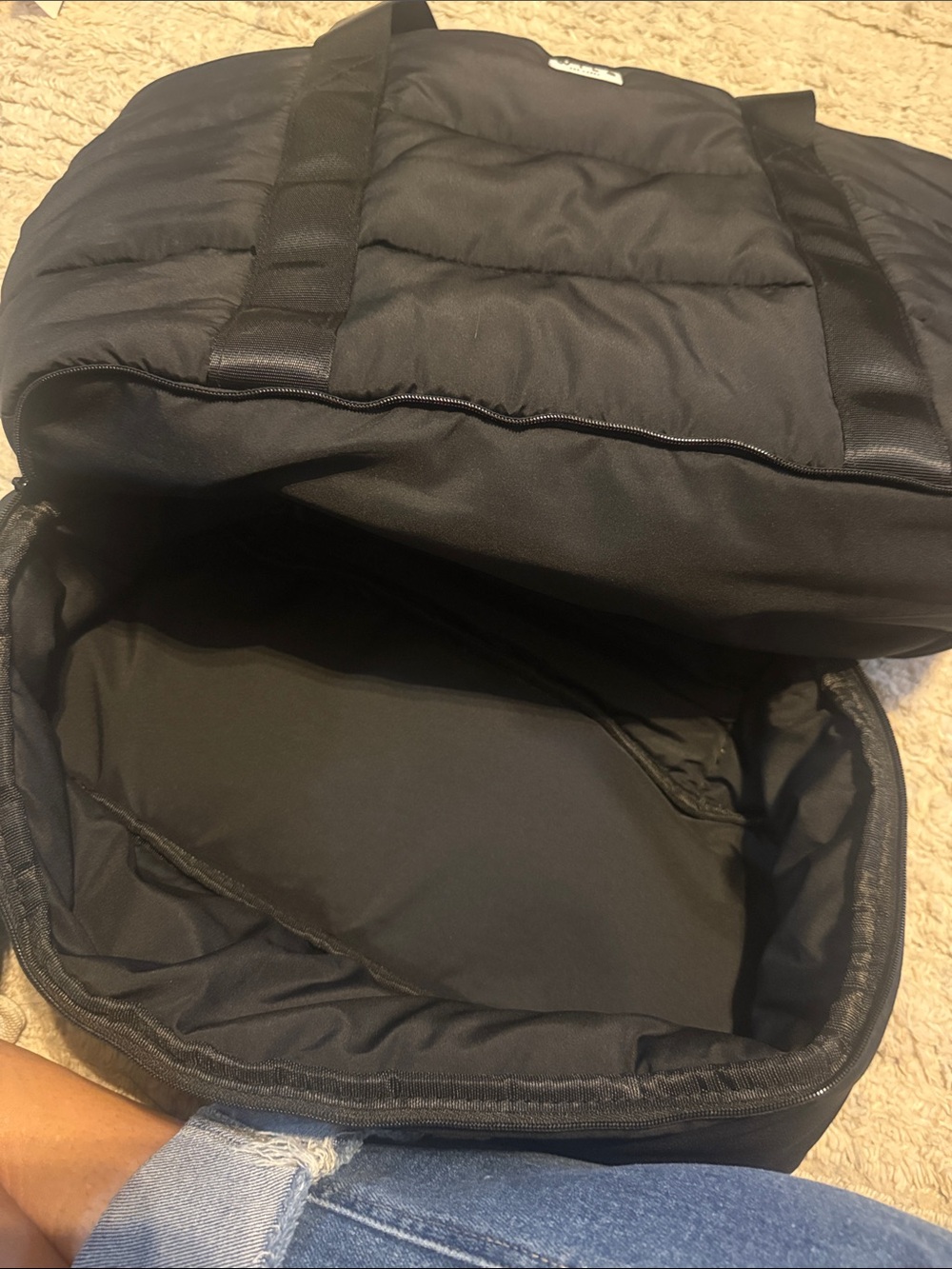 Wilo The Label Black Nylon Puffer Gym Bag Travel Tote Shoulder Bag - Picture 5 of 6